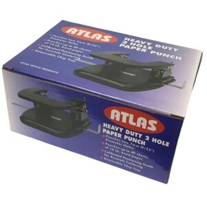 Atlas Heavy Duty 2-Hole Paper Punch - Black